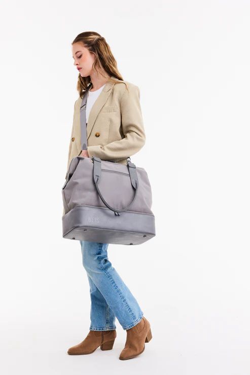 Beis | The Mini Weekender in Plaid-Grey - Click Image to Close